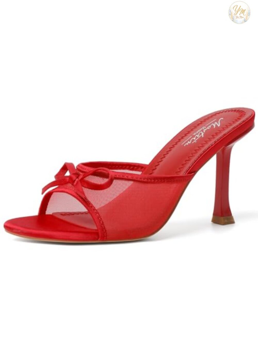 Kitten Heel Mules with Bow Round Toe Slip On Stiletto Backless Heels